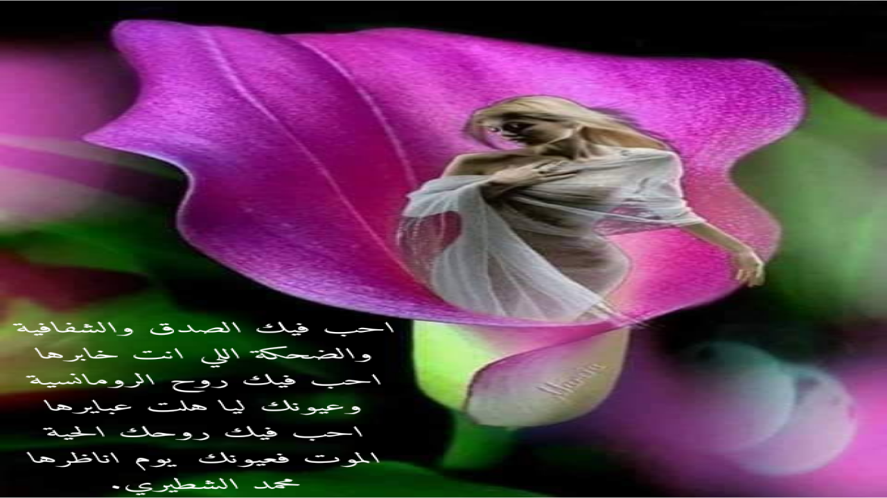 احب فيك الصدق والشفافيةوالضحكة اللي انت خابرهااحب فيك روح الرومانسيةوعيونك ليا هلت عبايرهامحمد الشطيري.
